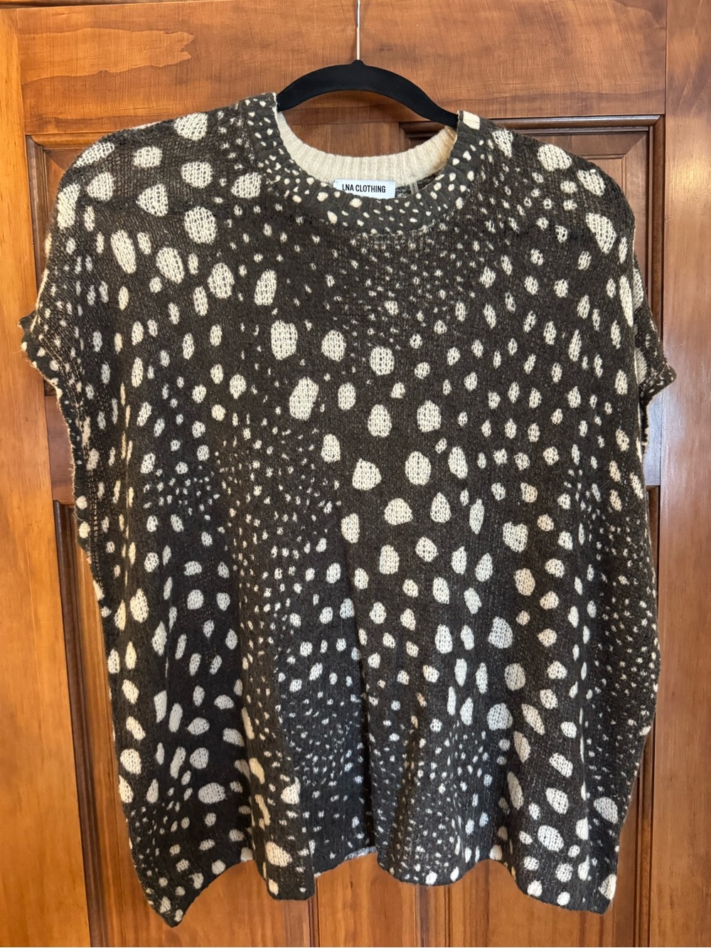LNA Clothing Sz Lg Brown and Cream Short-Sleeve Patterned sSweater Knit Top